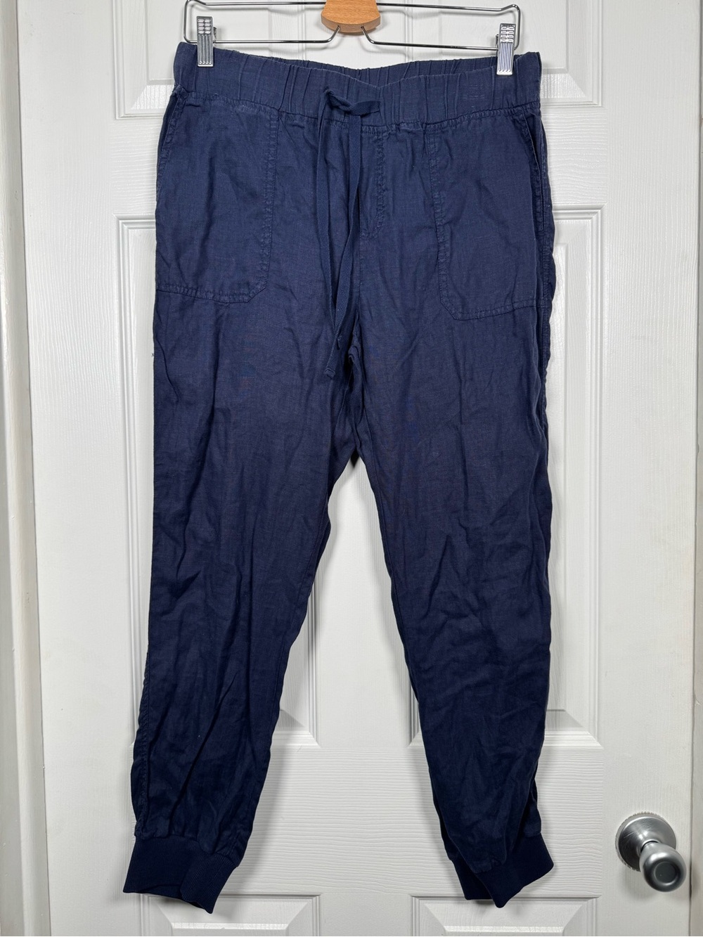 Caslon 100% Linen Blue Drawstring Jogger Pants Small
